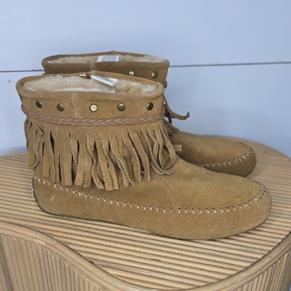 Lucky Brand Shoes - Lucky Brand Women's Ahbey Suede Faux Fur Lined Moccasin Ankle Boots Size 10
